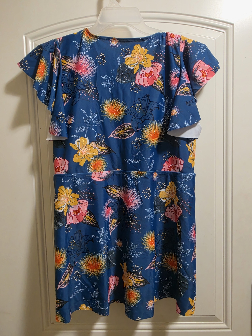 Women’s Blue Floral Ruched Front Blouse - Picture 2 of 2